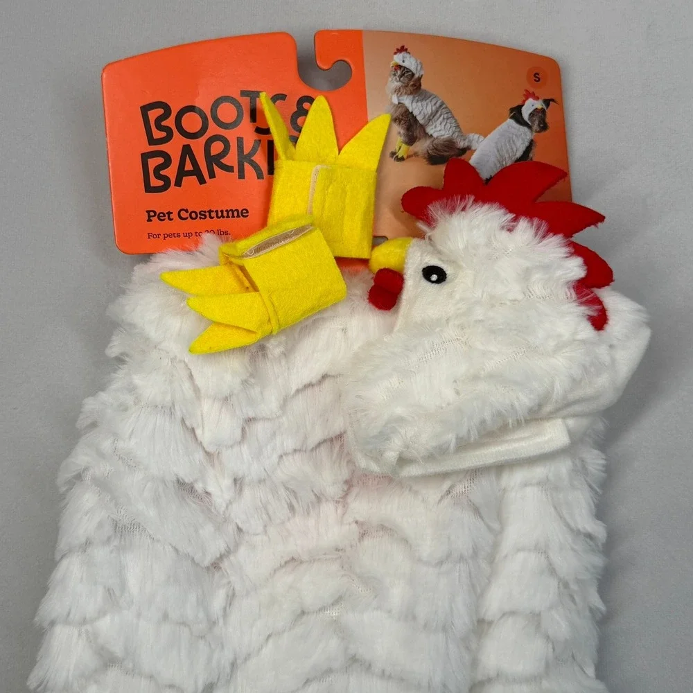 Boots & Barkley Chicken Pet Costume Small White Plush Cat Dog Halloween Outfit